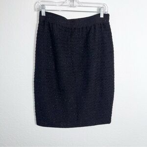 St. John Skirt Womens 10 Couture Black Zig Zag Metallic Santana Knit L